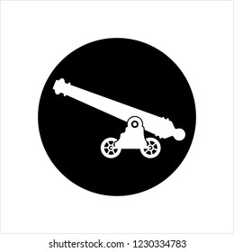 Cannon Icon, Weapon Icon, Old Style Vector Art Illustration