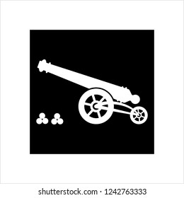 Cannon Icon, Weapon Icon, Old Style Vector Art Illustration