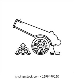 Cannon Icon, Weapon Icon, Old Style Vector Art Illustration