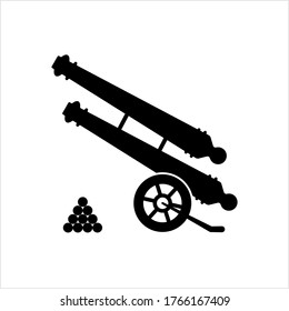 Cannon Icon, Weapon Icon, Old Style Vector Art Illustration
