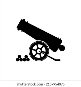 Icono de cañón, Icono de arma, Ilustración de arte vectorial de estilo antiguo