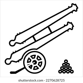 Cannon Icon, Weapon Icon, Old Style Vector Art Illustration