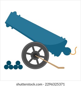 Icono de cañón, Icono de arma, Ilustración de arte vectorial de estilo antiguo