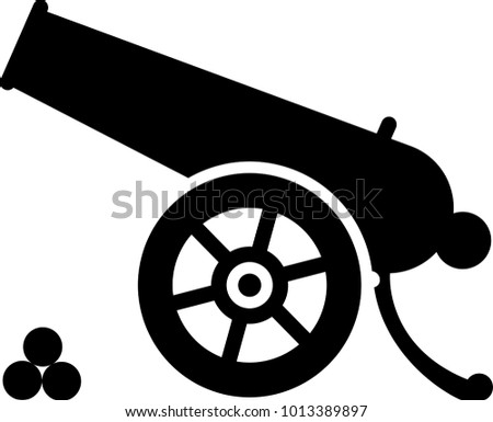 Cannon Icon, Weapon Icon, Old Style Vector Art Illustration