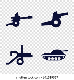 Cannon icons set. set of 4 cannon filled icons such as cannon