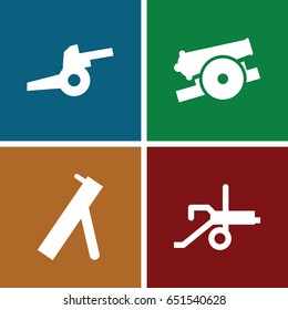 Cannon icons set. set of 4 cannon filled icons such as