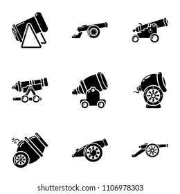 Cannon icons set. Simple set of 9 cannon vector icons for web isolated on white background