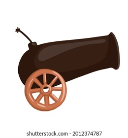 Cañón aislado de fondo blanco. Icono de arma. Estilo de caricatura. Ilustración del vector