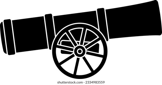 Eine Kanone einzeln auf Vektorsilhouette.