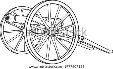 cannon line vector illustration isolated on white background.medieval canon.
