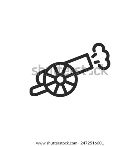 Cannon, linear style icon. traditional cannon. Editable stroke width