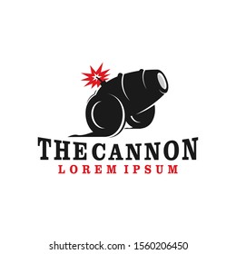 Cannon logo of an ancient medieval military defense weapon. simple minimalist icon design.