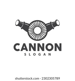Logotipo de cañón, elegante diseño simple estilo retro vintage, vector de artillería de guerra, icono de símbolo de ilustración