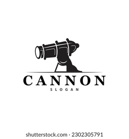 Cannon Logo, Elegant Simple Design Retro Vintage Style, War Artillery Vector, Illustration Symbol Icon