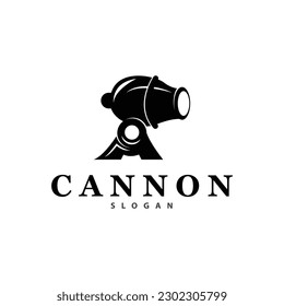 Cannon Logo, Elegant Simple Design Retro Vintage Style, War Artillery Vector, Illustration Symbol Icon