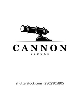 Cannon Logo, Elegant Simple Design Retro Vintage Style, War Artillery Vector, Illustration Symbol Icon