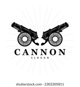 Cannon-Logo, elegantes, einfaches Design Retro Vintage Style, War Artillery Vector, Symbol Illustration