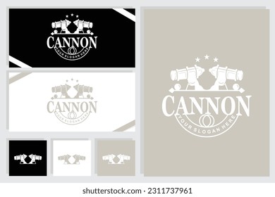 Cannon Logo, Elegant Simple Design Retro Vintage Style, War Artillery Vector, Illustration Symbol Icon