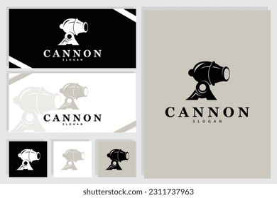 Cannon Logo, Elegant Simple Design Retro Vintage Style, War Artillery Vector, Illustration Symbol Icon
