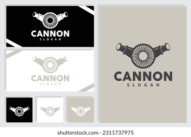 Cannon Logo, Elegant Simple Design Retro Vintage Style, War Artillery Vector, Illustration Symbol Icon