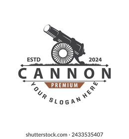 Cannon Logo, Elegant Simple Design Retro Vintage Style, War Artillery Vector, Illustration Symbol Icon