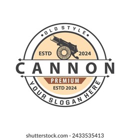 Cannon Logo, Elegant Simple Design Retro Vintage Style, War Artillery Vector, Illustration Symbol Icon
