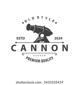 Cannon Logo, Elegant Simple Design Retro Vintage Style, War Artillery Vector, Illustration Symbol Icon