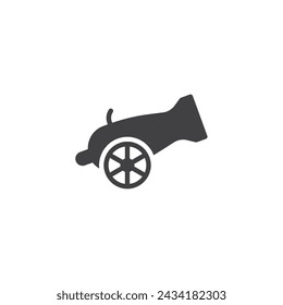 Cannon on wheel vector icon. filled flat sign for mobile concept and web design. Ramadan Cannon glyph icon. Symbol, logo illustration. Vector graphics