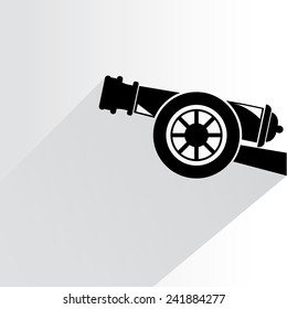 cannon on white background, flat and shadow theme
