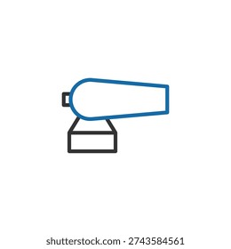 Cannon outline icon. Vector illustration of a cannon, an ancient weapon. Isolated on white background.