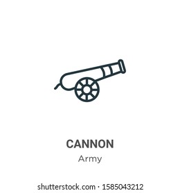 Cannon outline vector icon. Thin line black cannon icon, flat vector simple element illustration from editable army concept isolated on white background