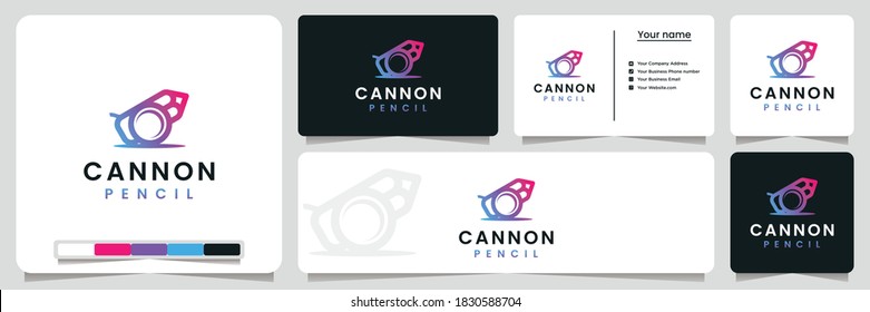 lápiz de cañón , escuela, estudio , con estilo de arte de línea, inspiración de diseño de logotipo