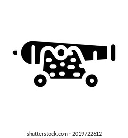 cannon pirate glyph icon vector. cannon pirate sign. isolated contour symbol black illustration