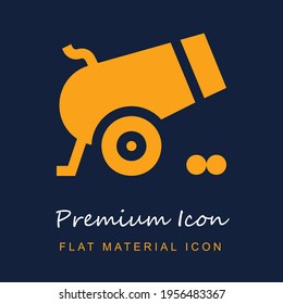 Cannon premium material ui ux isolated vector icon in navy blue and orange colors