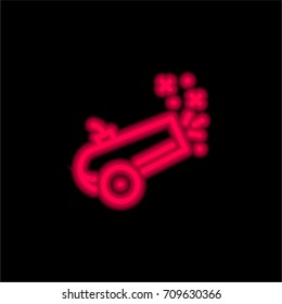 Cannon red glowing neon ui ux icon. Glowing sign logo vector