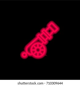 Cannon red glowing neon ui ux icon. Glowing sign logo vector