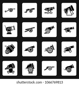 Cannon retro icons set. Simple illustration of 16 cannon retro vector icons for web
