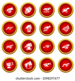 Cannon retro icons set. Simple illustration of 16 cannon retro vector icons for web
