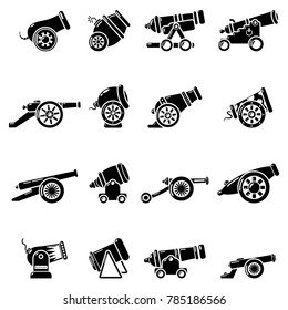 Cannon retro icons set. Simple illustration of 16 cannon retro vector icons for web