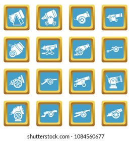 Cannon retro icons set vector sapphirine square isolated on white background 