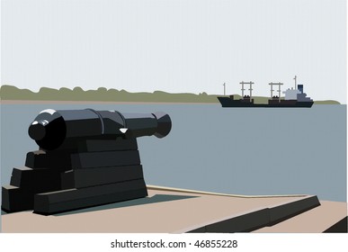  cannon and ship