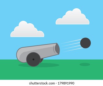 Cannon shot outside in a field 