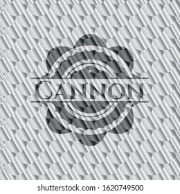 Cannon silver badge. Scales pattern. Vector Illustration. Detailed.