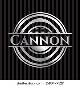 Cannon silver shiny emblem]. Vector Illustration. Mosaic.