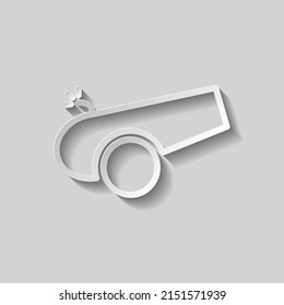 Cannon simple icon. Flat design. Paper style with shadow. Gray background.ai