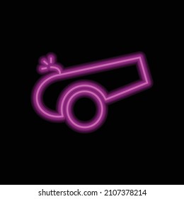 Cannon simple icon. Flat desing. Purple neon on black background.ai