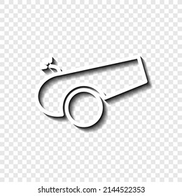 Cannon einfach Symbol. Flaches Design. Weiß mit Schatten auf transparentem Gitter.ai