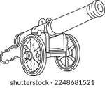 cannon sketch line vector illustration isolated on white background
