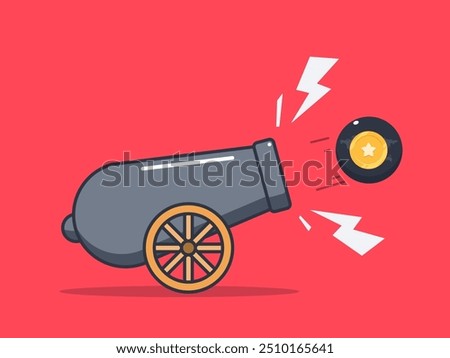 a Cannon and a star ball. Isolated Vector Illustration