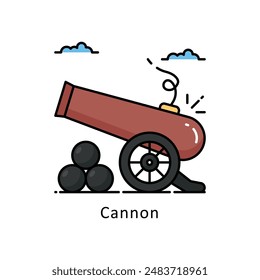 Vector de cañón   Esquema relleno Ilustración de diseño. Símbolo sobre fondo blanco EPS 10 Archivo